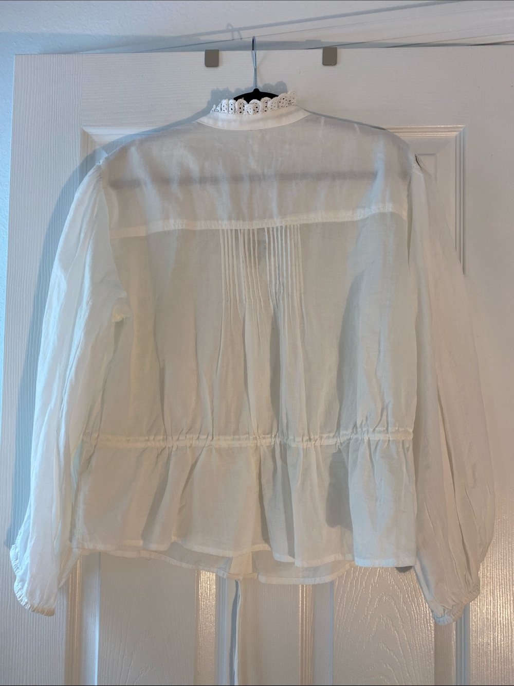 Free People White Lace-Trim Button Front Blouse - Picture 6 of 6